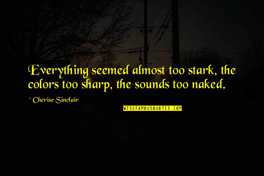Decent Guys Quotes By Cherise Sinclair: Everything seemed almost too stark, the colors too