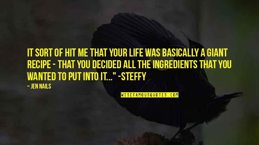 Decentralisation In Singapore Quotes By Jen Nails: It sort of hit me that your life Decentralisation In Singapore Quotes By Jen Nails: It sort of hit me that your life