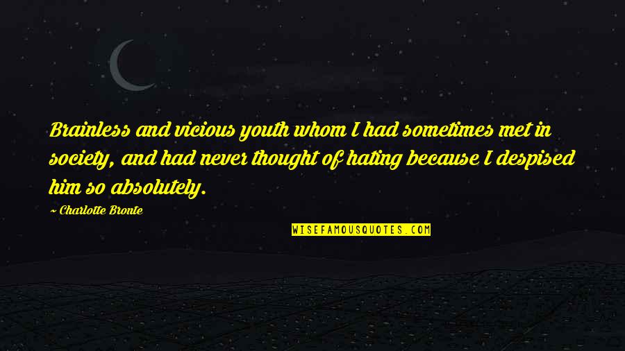 Decepcionada Quotes By Charlotte Bronte: Brainless and vicious youth whom I had sometimes