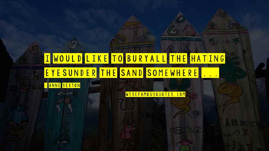 Dechant Murders Quotes By Anne Sexton: I would like to buryall the hating eyesunder