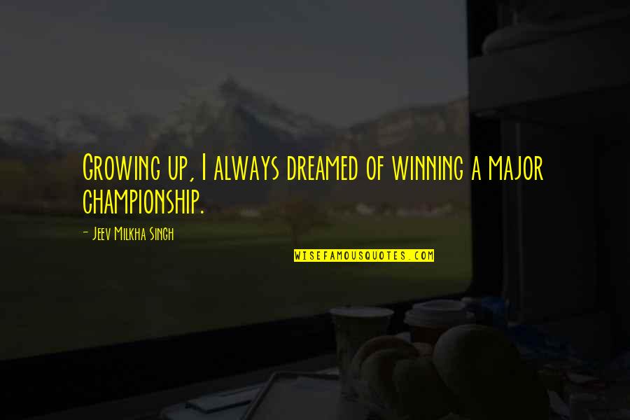 Decibelios In English Quotes By Jeev Milkha Singh: Growing up, I always dreamed of winning a