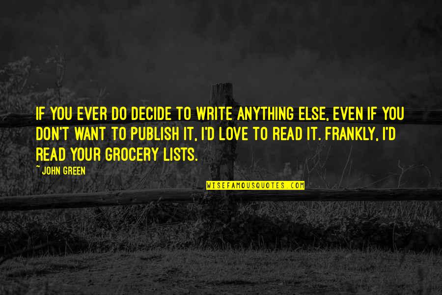 Decide Love Quotes By John Green: If you ever do decide to write anything