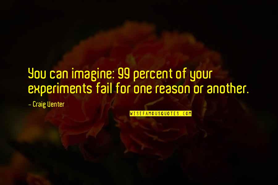 Decide Wisely Quotes By Craig Venter: You can imagine: 99 percent of your experiments