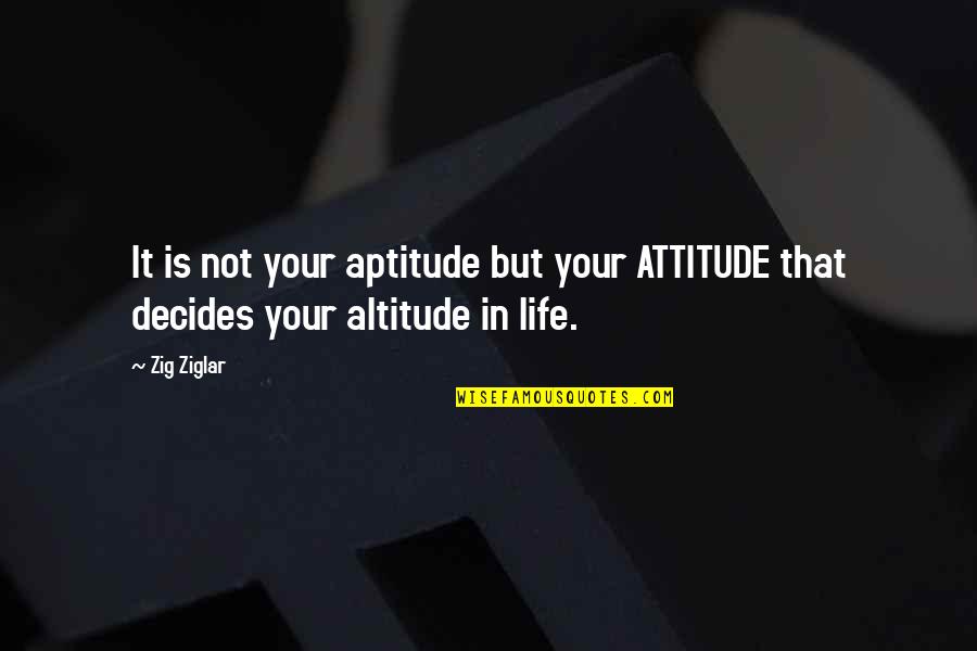 Decides Quotes By Zig Ziglar: It is not your aptitude but your ATTITUDE