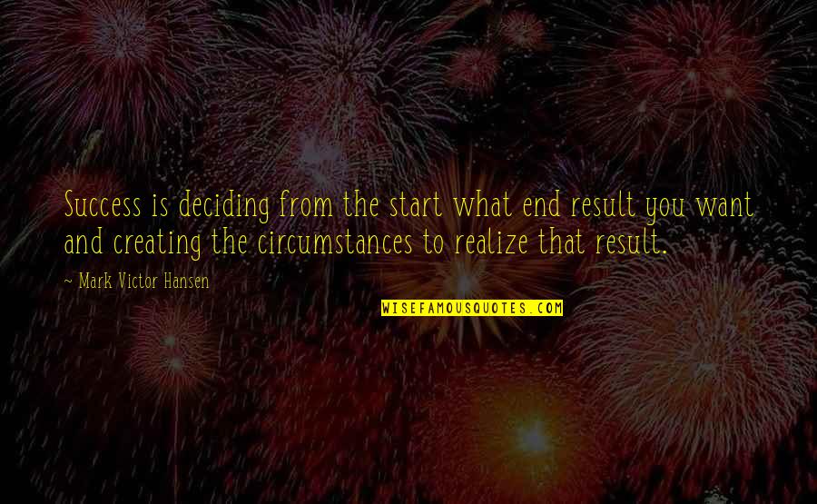 Deciding What You Want Quotes By Mark Victor Hansen: Success is deciding from the start what end Deciding What You Want Quotes By Mark Victor Hansen: Success is deciding from the start what end