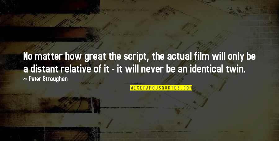 Decidium Z Quotes By Peter Straughan: No matter how great the script, the actual Decidium Z Quotes By Peter Straughan: No matter how great the script, the actual