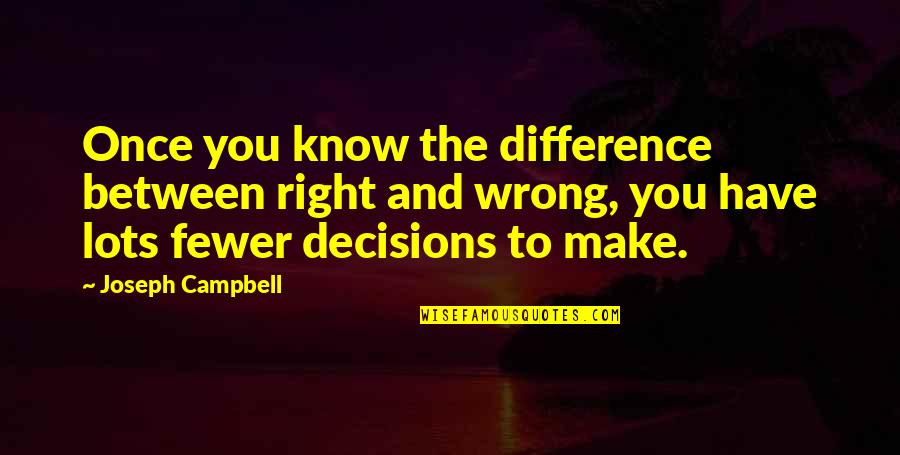 Decision Quotes By Joseph Campbell: Once you know the difference between right and