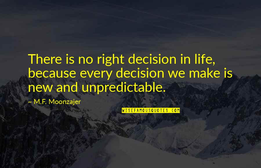 Decision Quotes By M.F. Moonzajer: There is no right decision in life, because