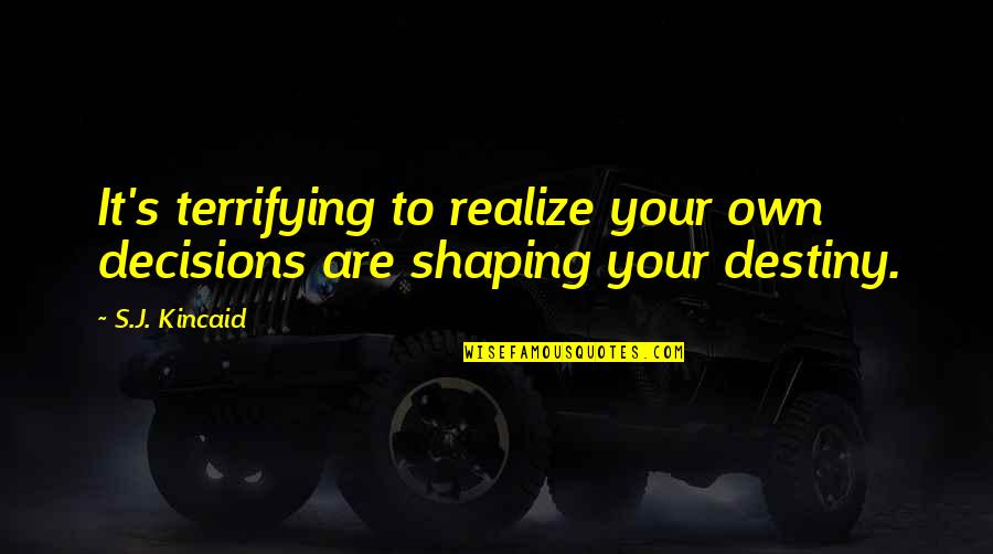 Decisions And Destiny Quotes By S.J. Kincaid: It's terrifying to realize your own decisions are