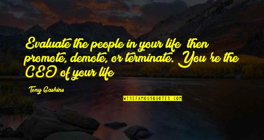 Decisions Shape Your Life Quotes By Tony Gaskins: Evaluate the people in your life; then promote,