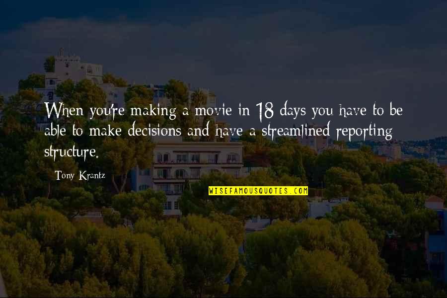 Decisions The Movie Quotes By Tony Krantz: When you're making a movie in 18 days