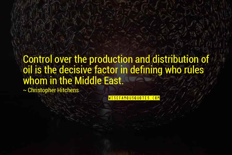 Decisive Quotes By Christopher Hitchens: Control over the production and distribution of oil