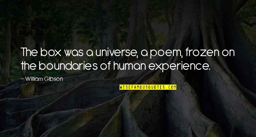 Decluttering Friends Quotes By William Gibson: The box was a universe, a poem, frozen