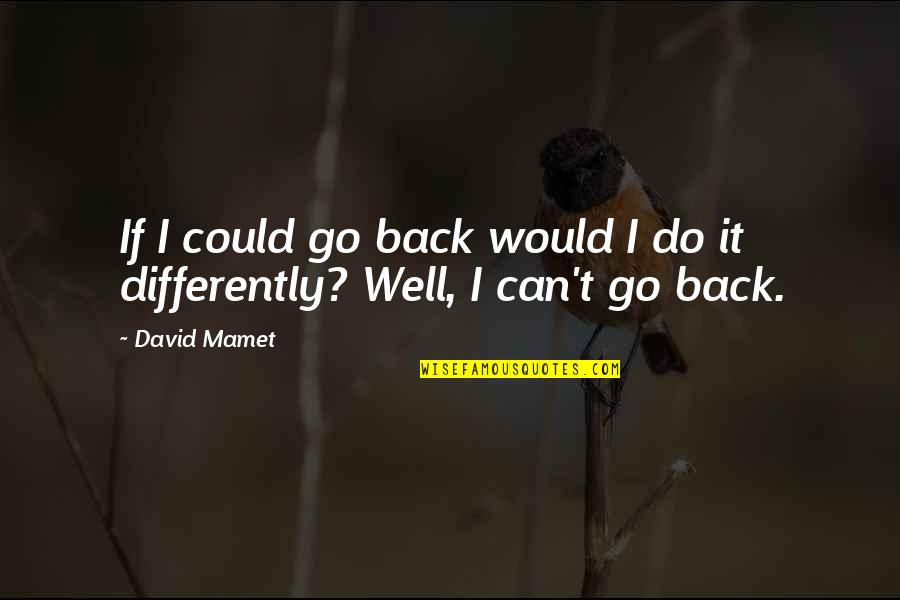 Decolonized Diet Quotes By David Mamet: If I could go back would I do