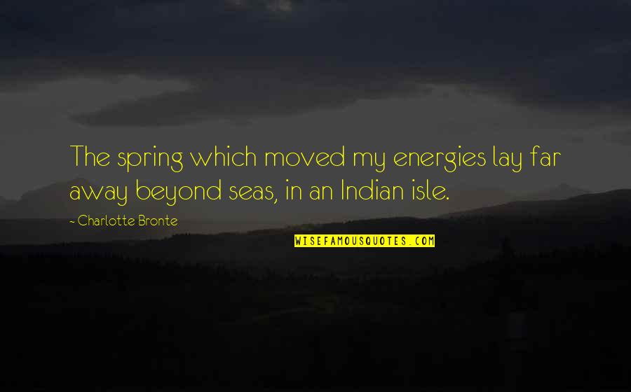 Decorate With Inspirational Quotes By Charlotte Bronte: The spring which moved my energies lay far