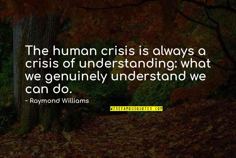 Decrease Blood Quotes By Raymond Williams: The human crisis is always a crisis of