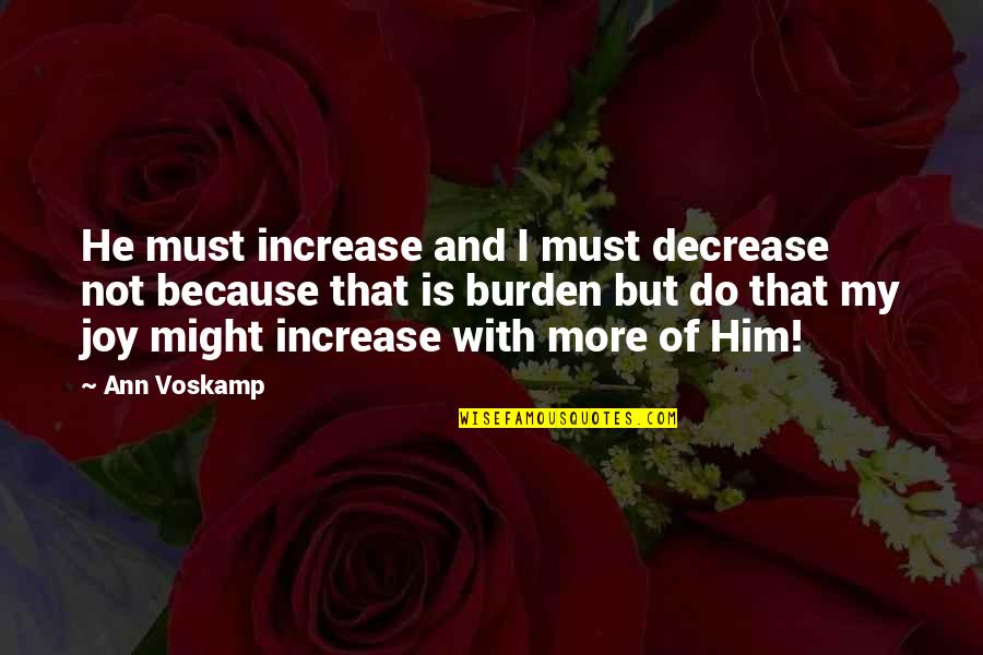 Decrease Quotes By Ann Voskamp: He must increase and I must decrease not
