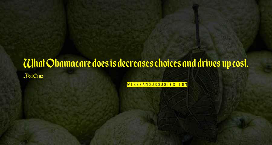 Decreases Quotes By Ted Cruz: What Obamacare does is decreases choices and drives