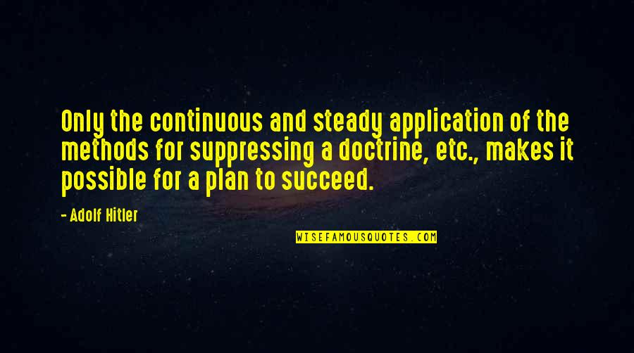 Dedicarsela Quotes By Adolf Hitler: Only the continuous and steady application of the Dedicarsela Quotes By Adolf Hitler: Only the continuous and steady application of the