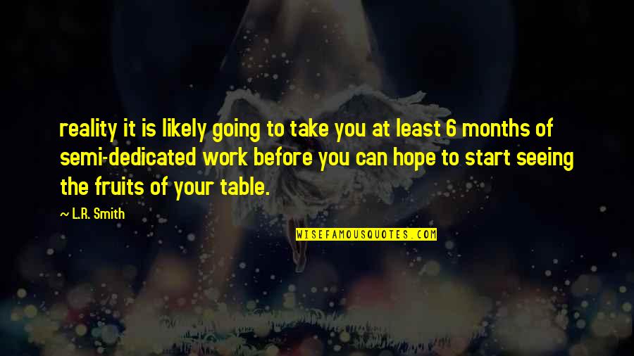 Dedicated To You Quotes By L.R. Smith: reality it is likely going to take you Dedicated To You Quotes By L.R. Smith: reality it is likely going to take you