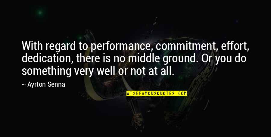 Dedication Commitment Quotes By Ayrton Senna: With regard to performance, commitment, effort, dedication, there Dedication Commitment Quotes By Ayrton Senna: With regard to performance, commitment, effort, dedication, there