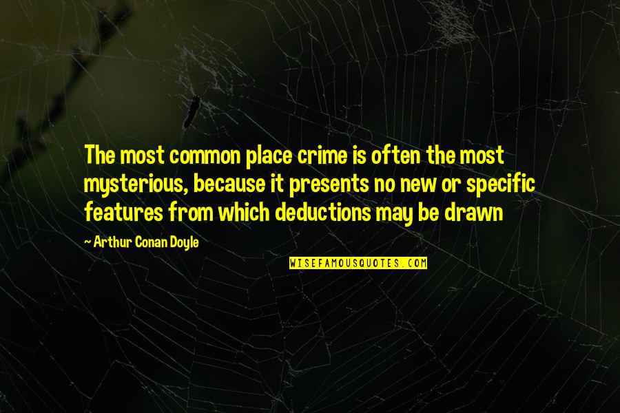 Deductions Quotes By Arthur Conan Doyle: The most common place crime is often the