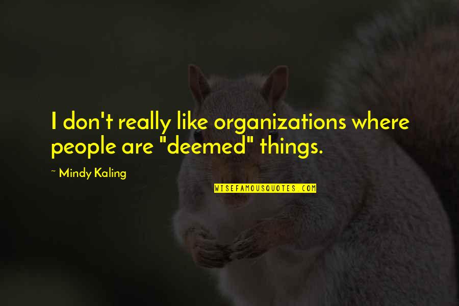 Deemed Quotes By Mindy Kaling: I don't really like organizations where people are