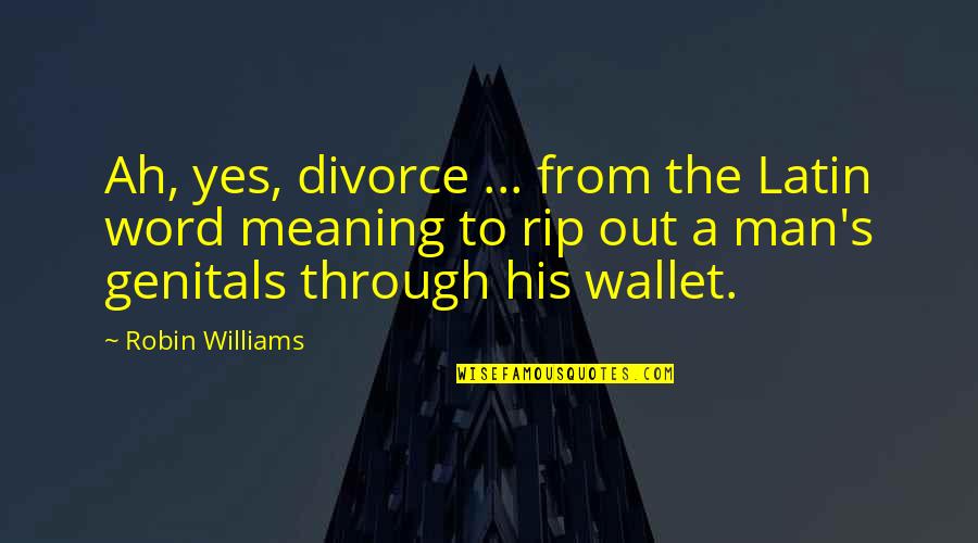 Deene Pottery Quotes By Robin Williams: Ah, yes, divorce ... from the Latin word