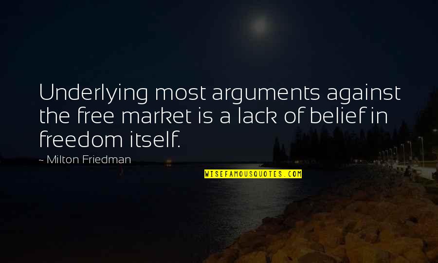 Deenies In New Orleans Quotes By Milton Friedman: Underlying most arguments against the free market is Deenies In New Orleans Quotes By Milton Friedman: Underlying most arguments against the free market is