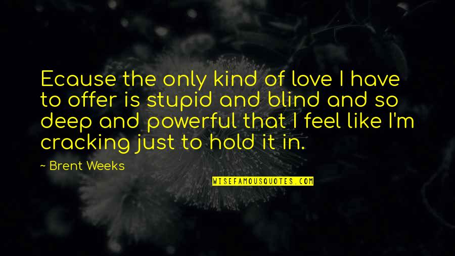 Deep And Powerful Love Quotes By Brent Weeks: Ecause the only kind of love I have