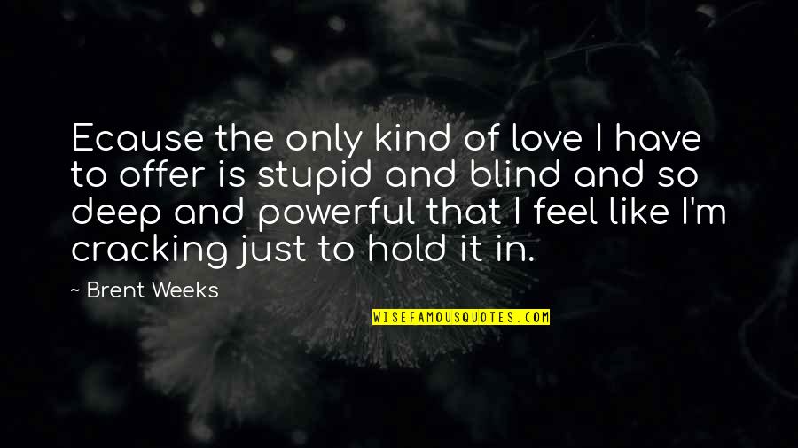 Deep And Powerful Quotes By Brent Weeks: Ecause the only kind of love I have