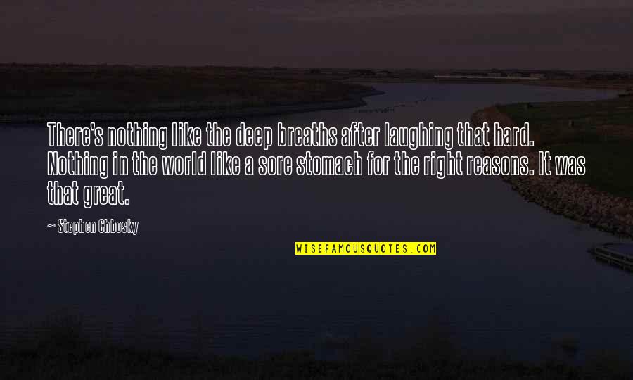 Deep Breaths Quotes By Stephen Chbosky: There's nothing like the deep breaths after laughing