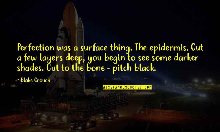 Deep Deep Quotes By Blake Crouch: Perfection was a surface thing. The epidermis. Cut Deep Deep Quotes By Blake Crouch: Perfection was a surface thing. The epidermis. Cut