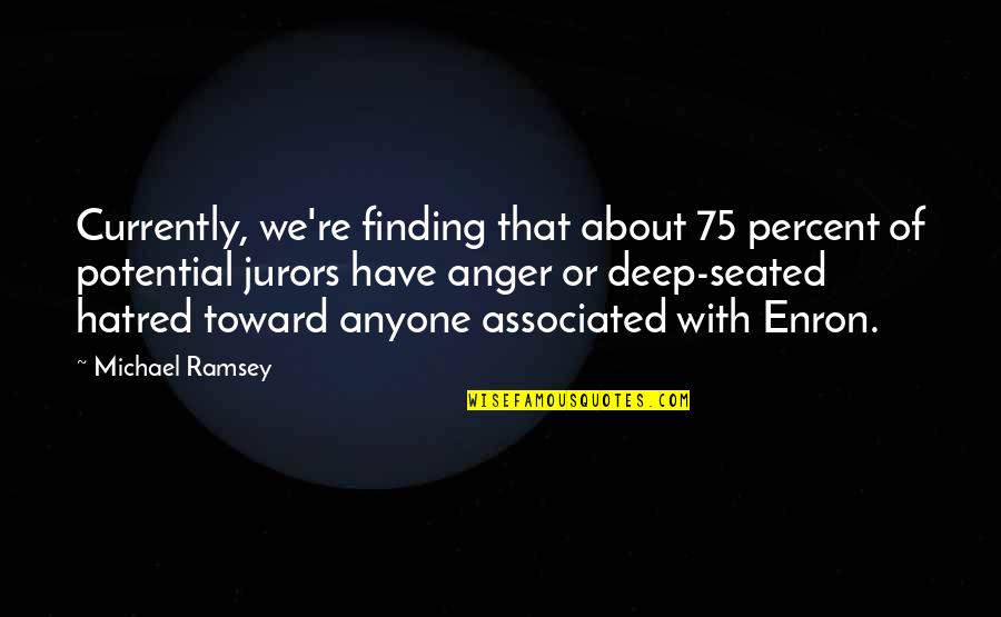 Deep Deep Quotes By Michael Ramsey: Currently, we're finding that about 75 percent of Deep Deep Quotes By Michael Ramsey: Currently, we're finding that about 75 percent of