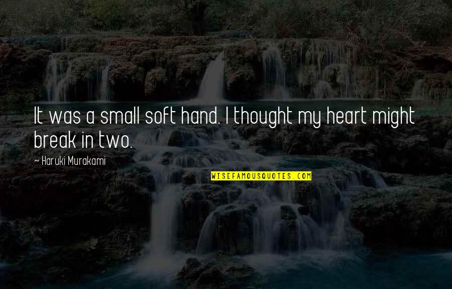 Deep Down Feelings Quotes By Haruki Murakami: It was a small soft hand. I thought