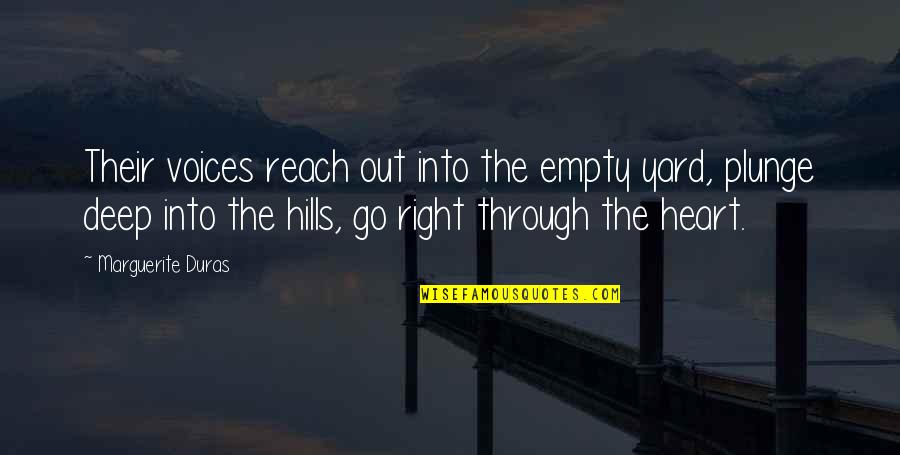 Deep Empty Quotes By Marguerite Duras: Their voices reach out into the empty yard,