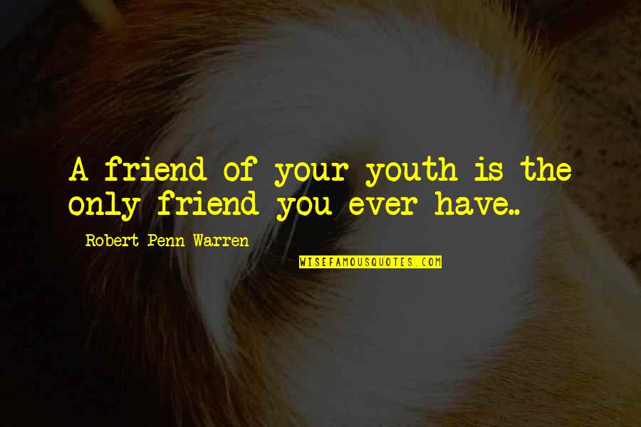 Deep Energy Quotes By Robert Penn Warren: A friend of your youth is the only