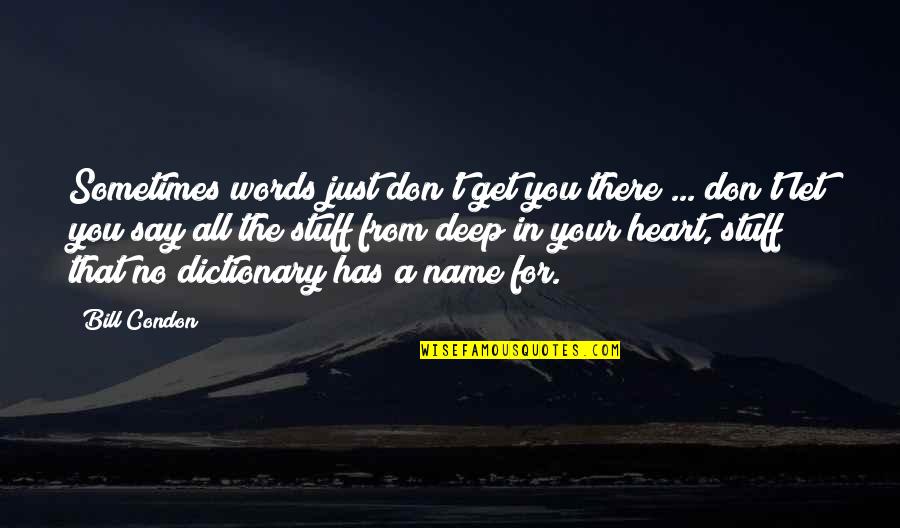 Deep In The Heart Quotes By Bill Condon: Sometimes words just don't get you there ...