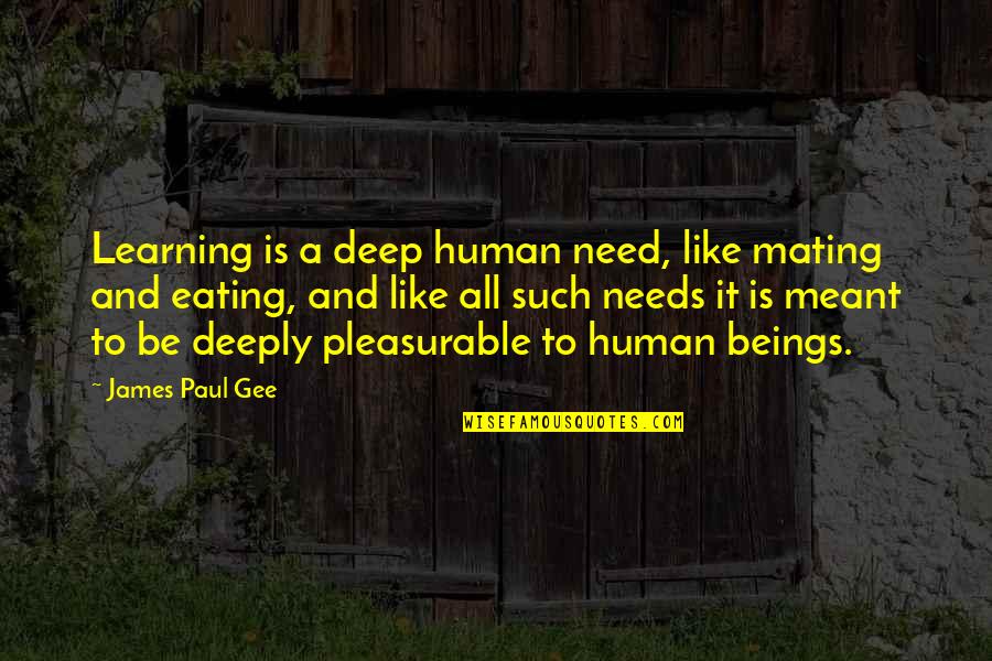 Deep Learning Quotes By James Paul Gee: Learning is a deep human need, like mating