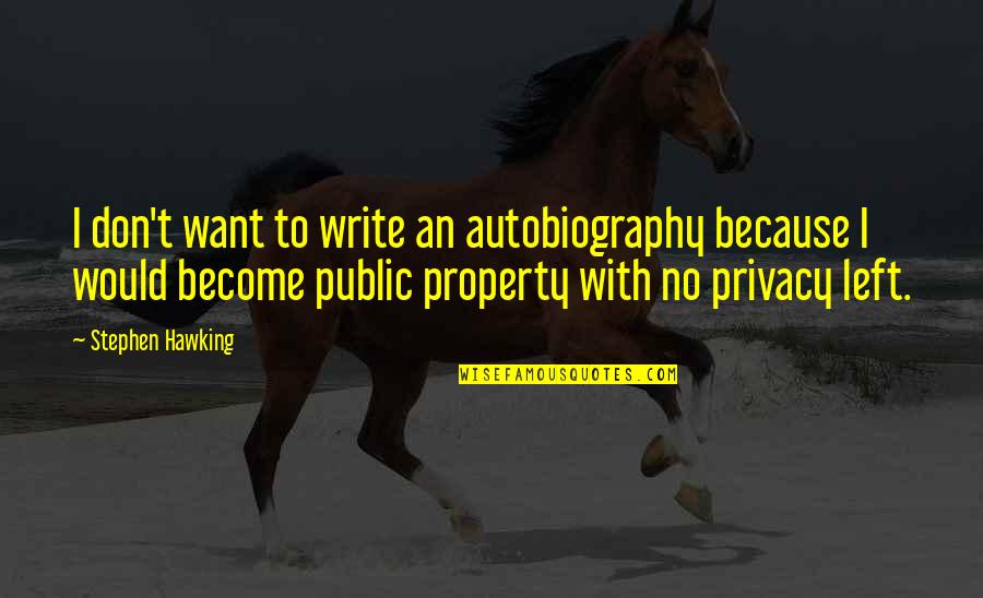 Deep Life Thought Quotes By Stephen Hawking: I don't want to write an autobiography because
