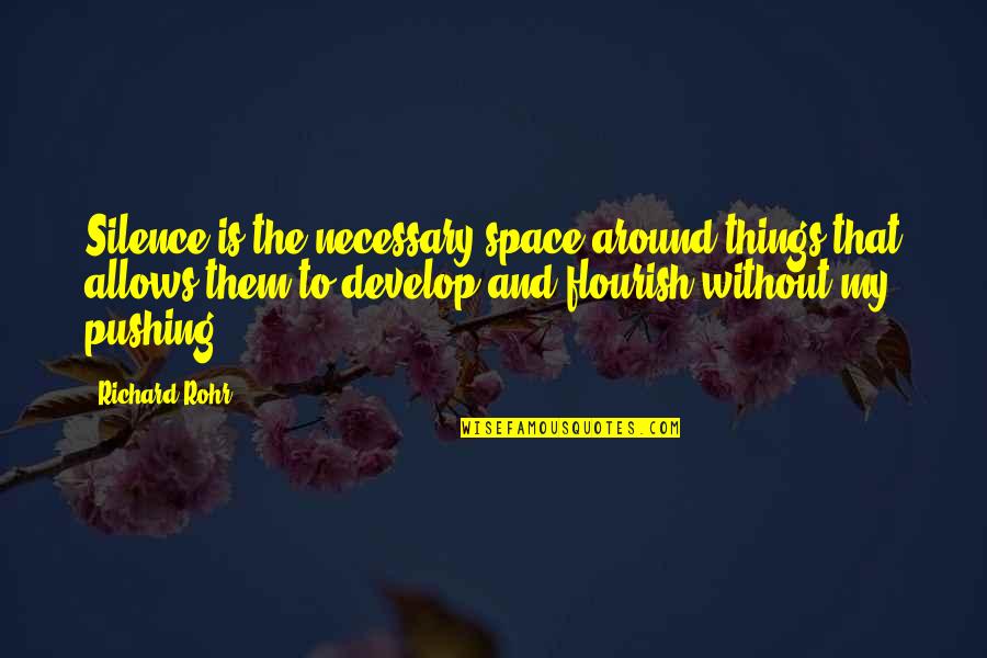 Deep Literary Quotes By Richard Rohr: Silence is the necessary space around things that Deep Literary Quotes By Richard Rohr: Silence is the necessary space around things that