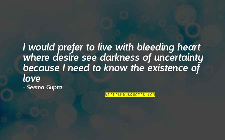 Deep Love With Quotes By Seema Gupta: I would prefer to live with bleeding heart
