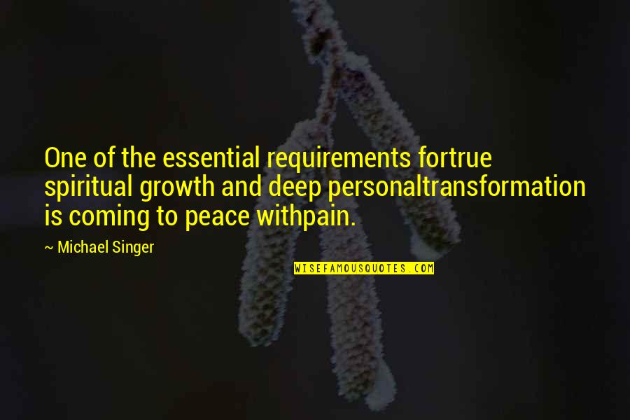 Deep Peace Quotes By Michael Singer: One of the essential requirements fortrue spiritual growth