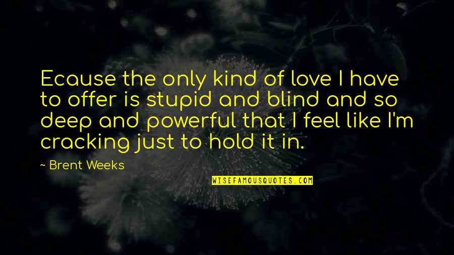 Deep Powerful Love Quotes By Brent Weeks: Ecause the only kind of love I have
