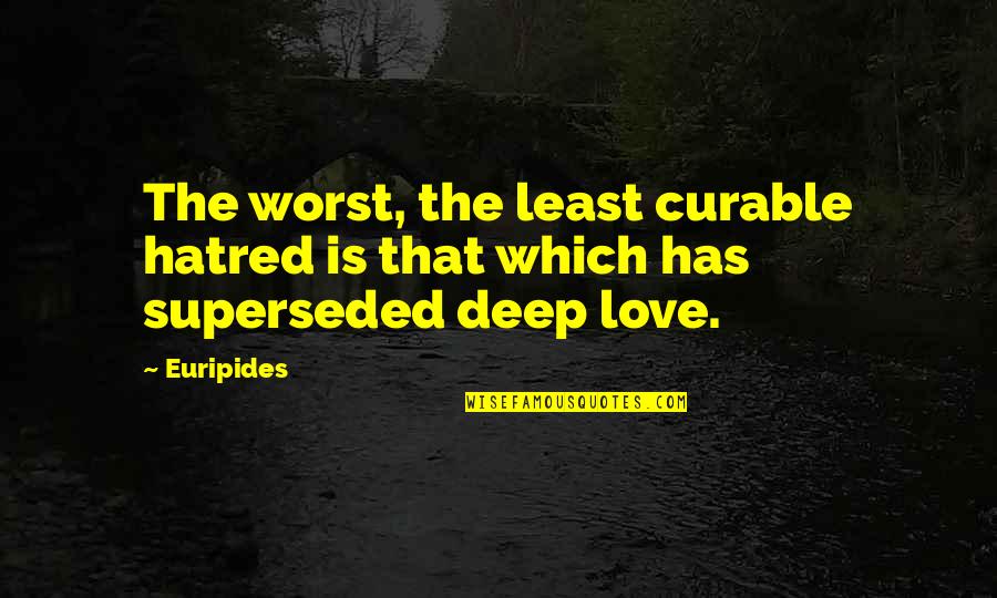 Deep Quotes By Euripides: The worst, the least curable hatred is that