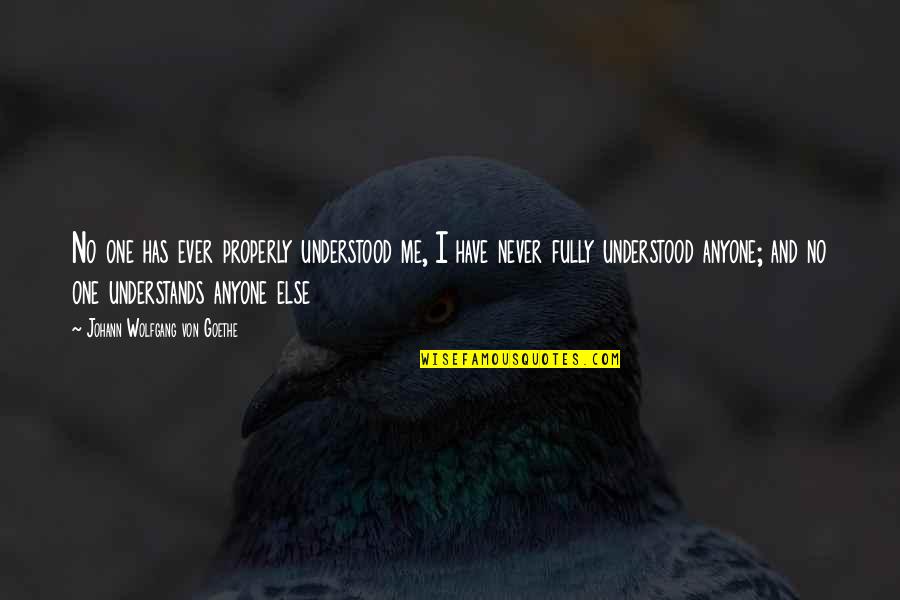 Deep Quotes By Johann Wolfgang Von Goethe: No one has ever properly understood me, I