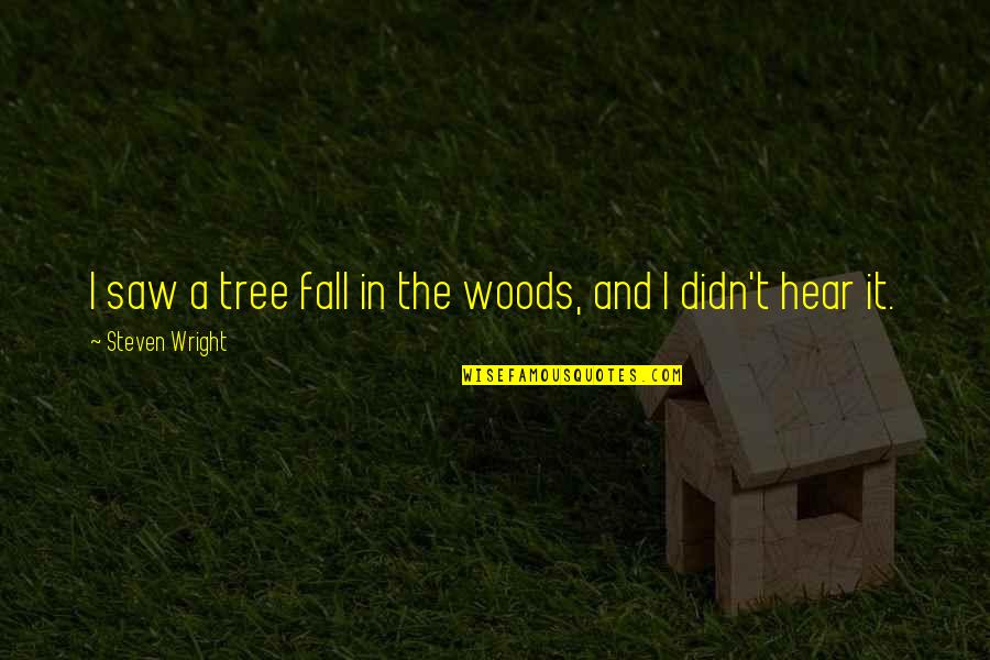 Deep Savage Spanish Quotes By Steven Wright: I saw a tree fall in the woods, Deep Savage Spanish Quotes By Steven Wright: I saw a tree fall in the woods,