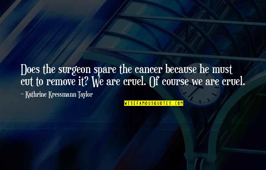 Deep Thought Quotes By Kathrine Kressmann Taylor: Does the surgeon spare the cancer because he