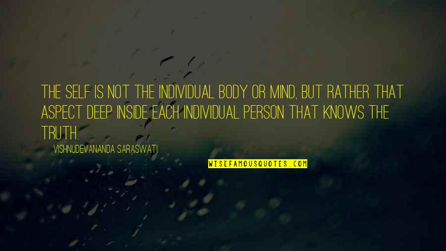 Deep Truth Quotes By Vishnudevananda Saraswati: The self is not the individual body or