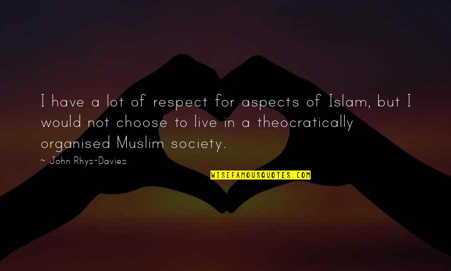 Deeper Christian Life Quotes By John Rhys-Davies: I have a lot of respect for aspects